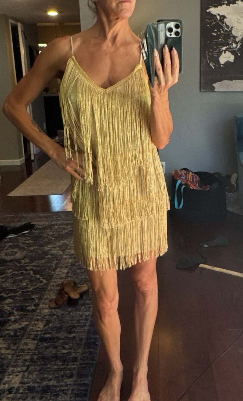 Gold Fringe Mini Dress